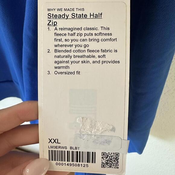 NWT Lululemon Steady State Half Zip Hoodie Blazer Blue Tone BLBT Size XXL - Picture 4 of 7